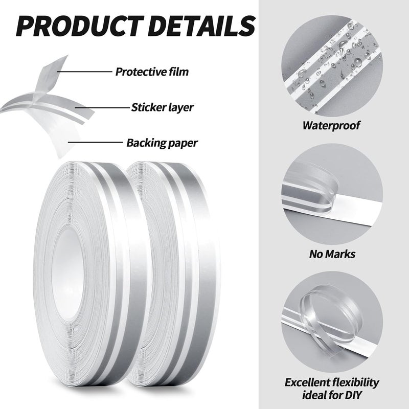 OXDFK 2 Rolls of Car Pinstripe Tapes, Silver Pinstripe Body Sticker, Vinyl Thin Car Stripe Pinstripe Tape, for Motorcycle, Car, Racing DIY Body Sticker Tape (Silver) - Image 3